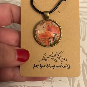 Handmade Fall Mushroom Script Cabochon Pendant Necklace 🍄